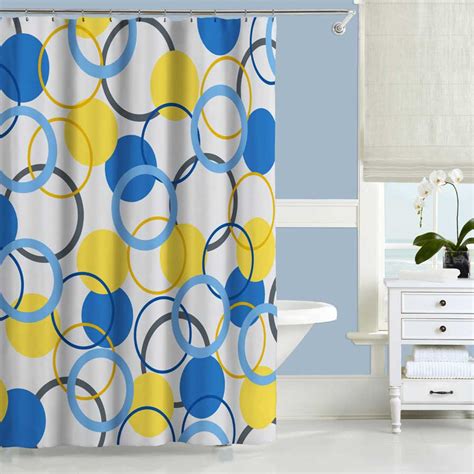 blue yellow shower curtain